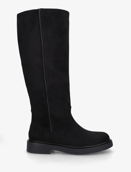 Bottes en suédine à surpiqûre ton sur ton - Noir - 1