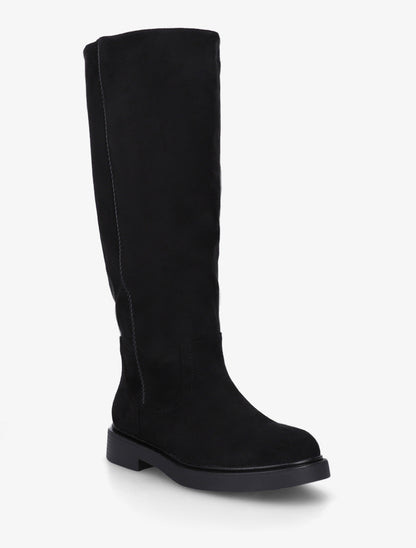 Bottes en suédine à surpiqûre ton sur ton - Noir - 2