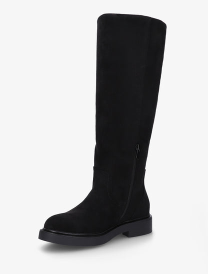 Bottes en suédine à surpiqûre ton sur ton - Noir - 3