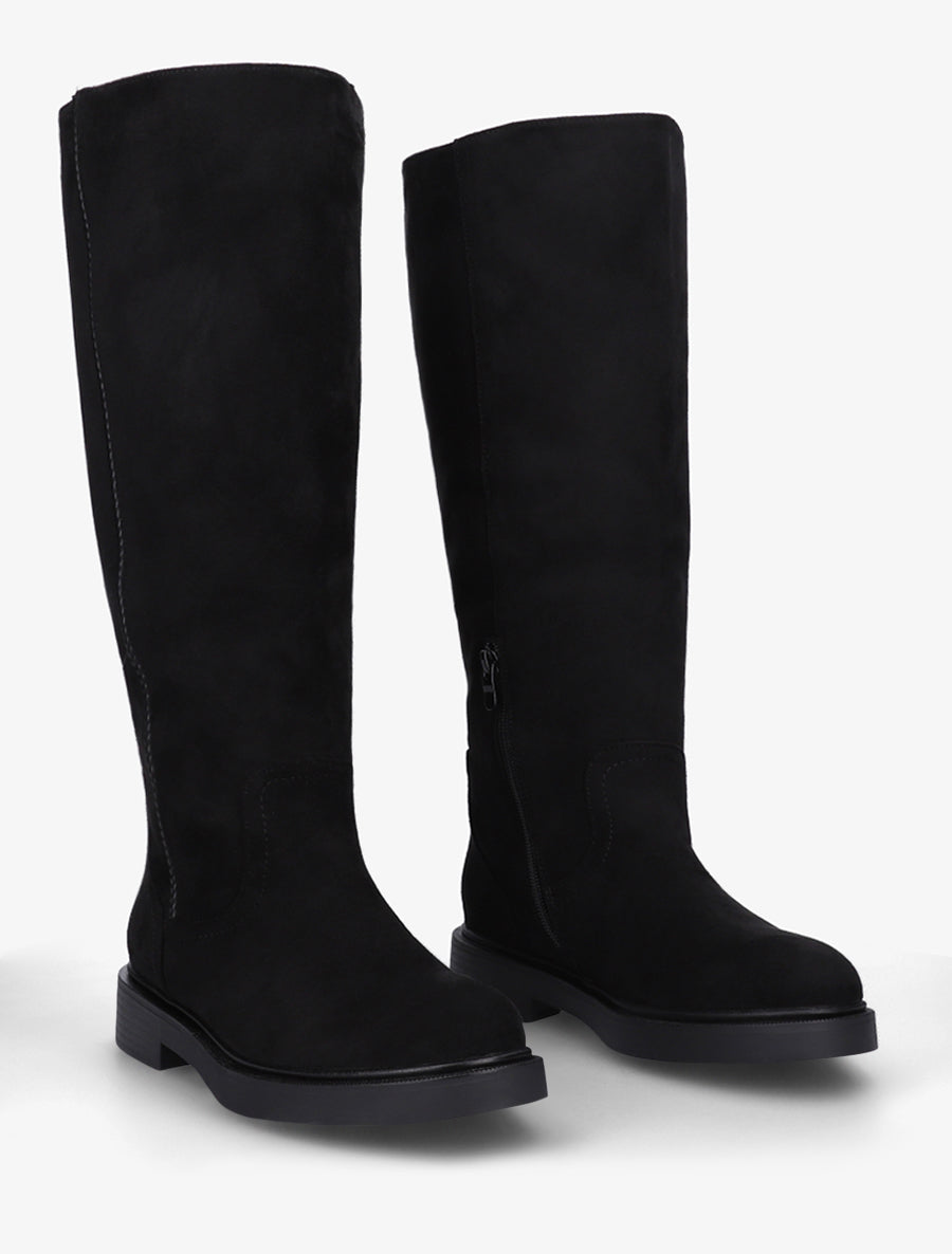 Bottes en suédine à surpiqûre ton sur ton - Noir - 4