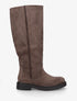Bottes en suédine à surpiqûre ton sur ton - Taupe - 1