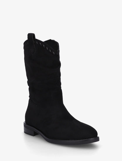 Bottines plissées en suédine - Noir - 2