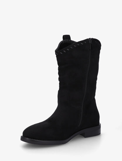Bottines plissées en suédine - Noir - 3