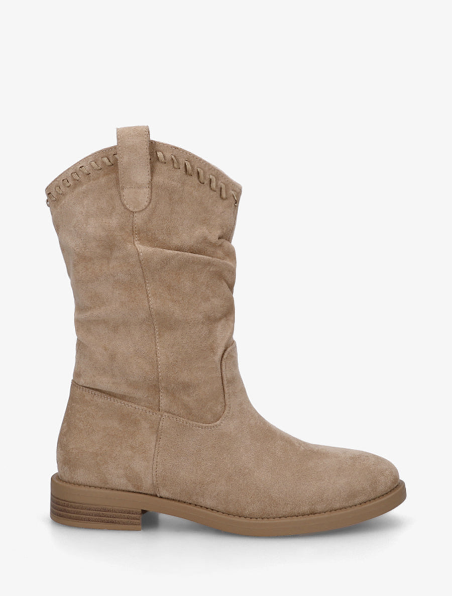 Bottines plissées en suédine - Taupe - 1