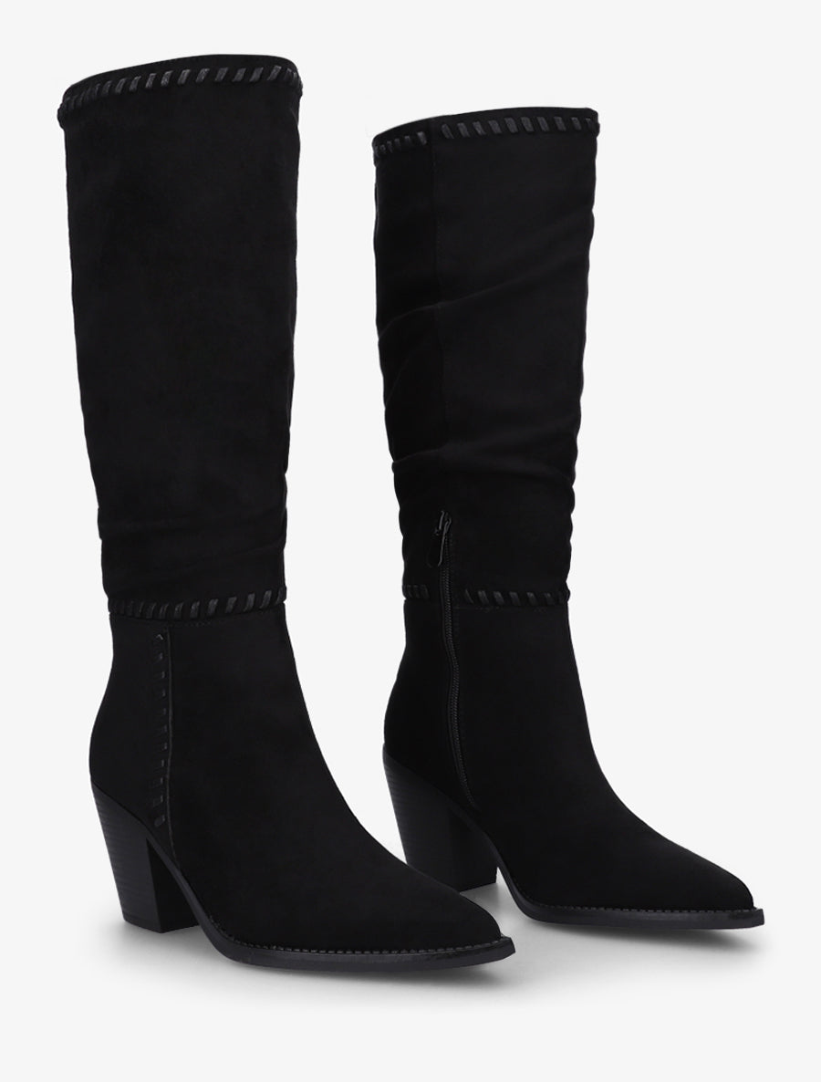 Bottes en suédine et bouts pointus - Noir - 4