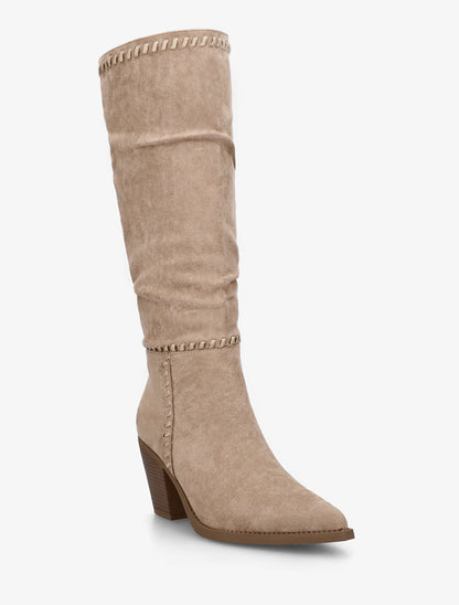 Bottes en suédine et bouts pointus - Taupe - 2