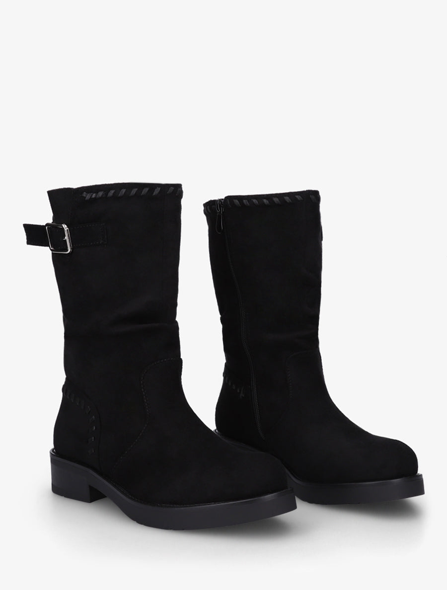 Bottines plissées à bouts ronds - Noir - 4