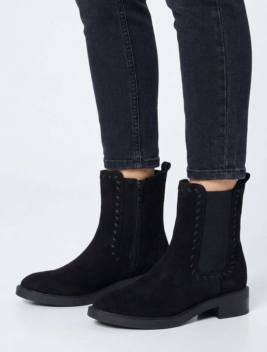 Chelsea-Stiefeletten aus Wildlederimitat - Schwarz
