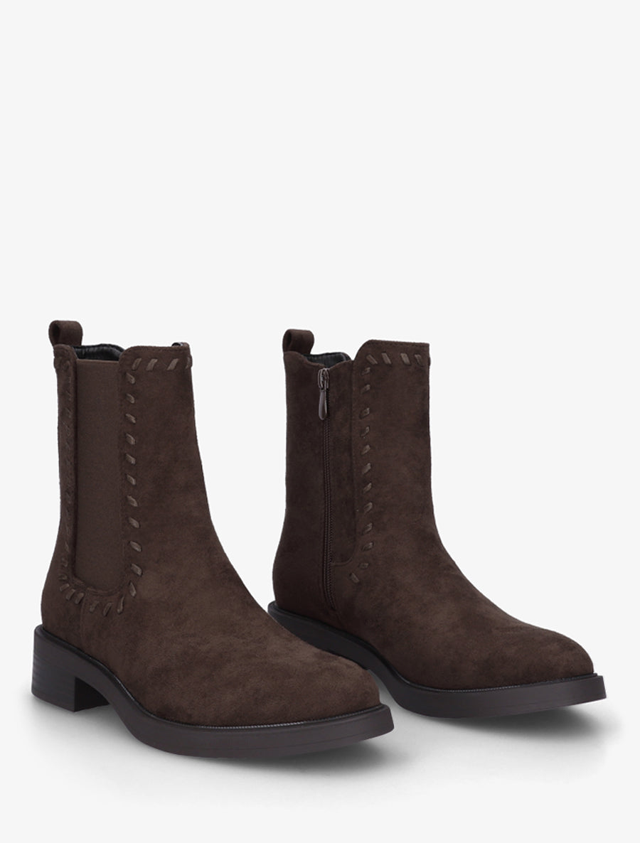 Bottines style chelsea en suédine - Chocolat - 4