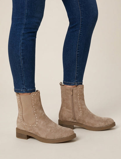 Chelsea-Stiefeletten aus Wildlederimitat - Maulwurf