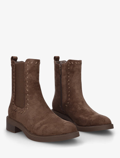 Bottines style chelsea en suédine - Marron - 4