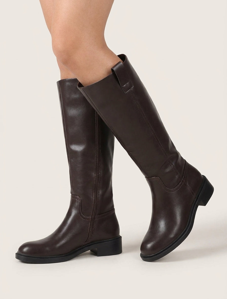 Reitstiefel aus Kunstleder - Braun