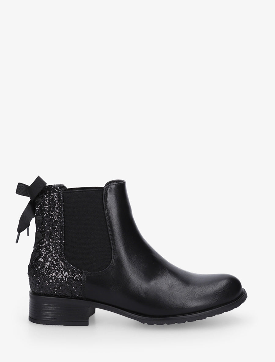 Bottines élastiquées à contrefort pailleté - Noir - 1