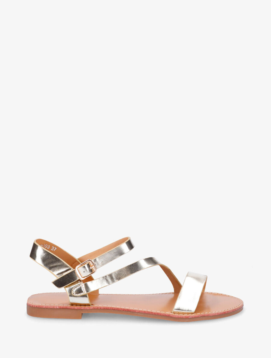 Nu-pieds en simili bride en biais - Or - 7