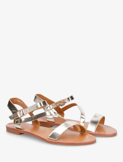 Nu-pieds en simili bride en biais - Or - 5