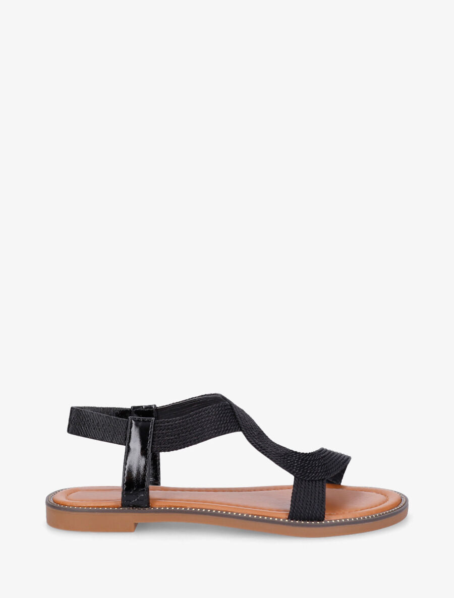 Nu-pieds unis à cheville élastiquée - Noir - 7