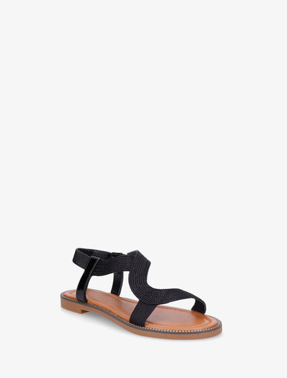 Nu-pieds unis à cheville élastiquée - Noir - 3