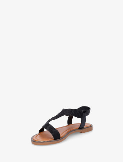 Nu-pieds unis à cheville élastiquée - Noir - 4