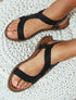 Nu-pieds unis à cheville élastiquée - Noir - 1