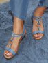 Sandales compensées à bijoux - Bleu - 1