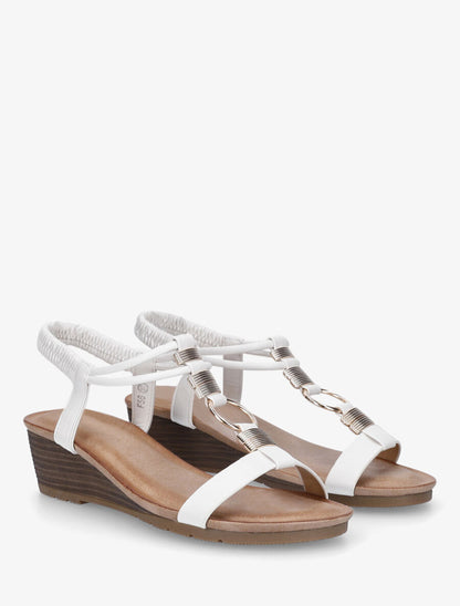 Sandales compensées à bijoux - Blanc - 4