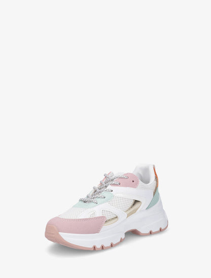 Sneakers à bandes irisées et pailletées - Rose - 3
