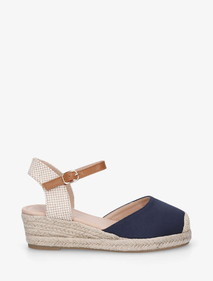 Sandales unies à contrefort à motif damier - Marine - 1