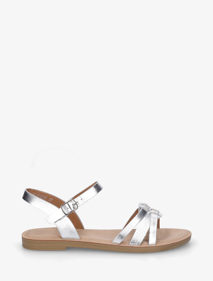 Nu-pieds à bride fantaisie python - Argent - 5