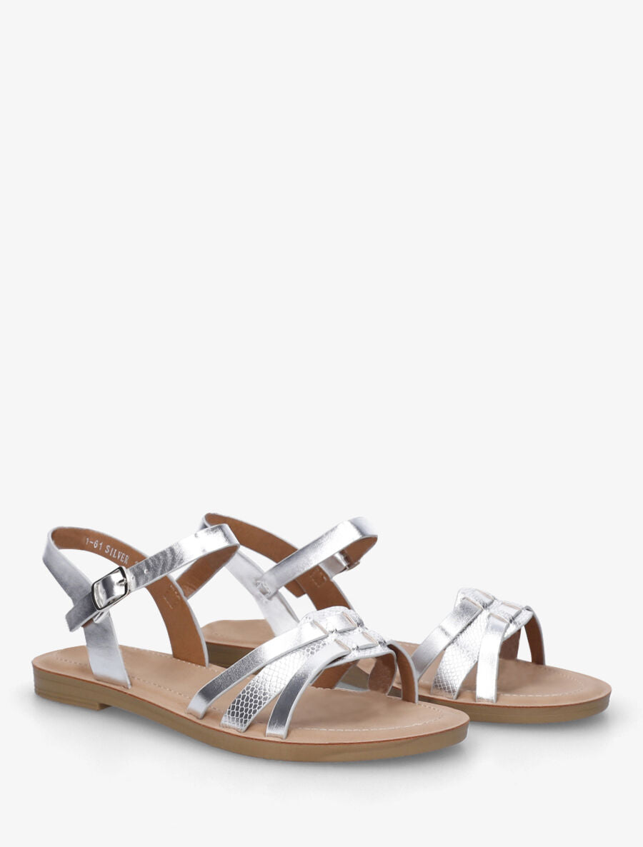Nu-pieds à bride fantaisie python - Argent - 4
