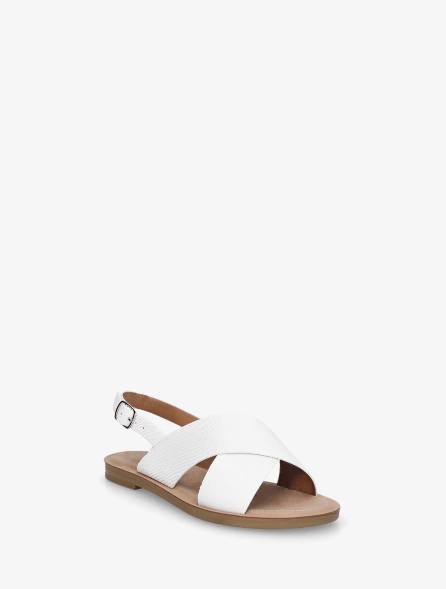 Nu-pieds croisés en tissu - Blanc - 2