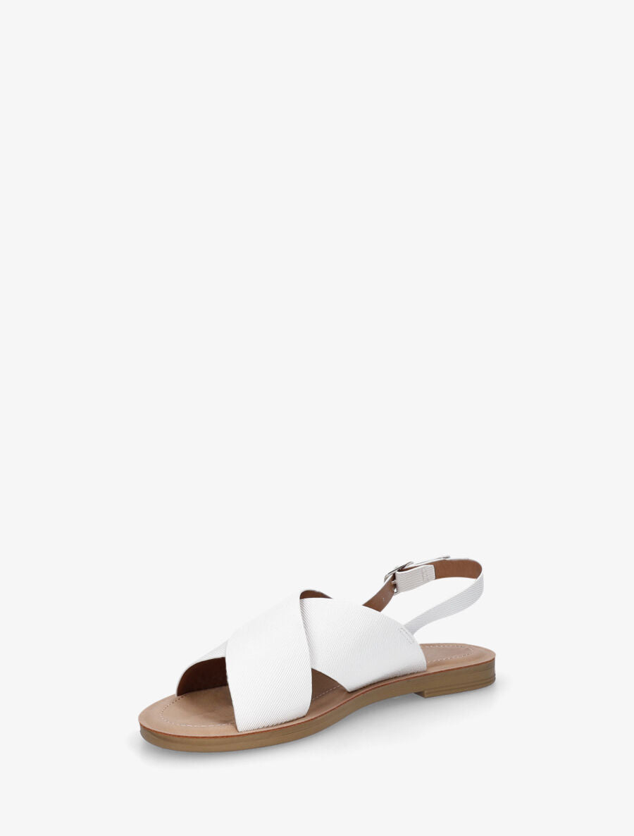 Nu-pieds croisés en tissu - Blanc - 3