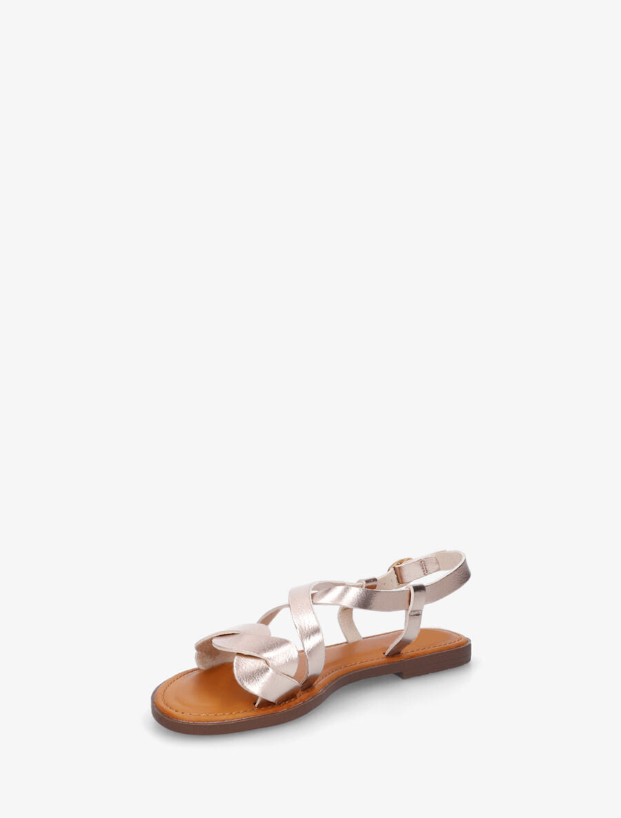 Nu-pieds à brides tressées en simili - Doré rose - 3