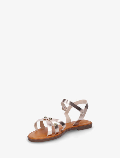 Nu-pieds croisés à clous - Rose gold - 3