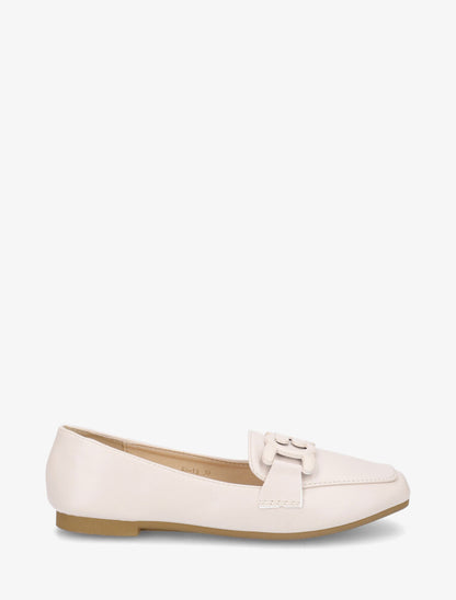 Mocassins en simili à boucle - Beige - 1