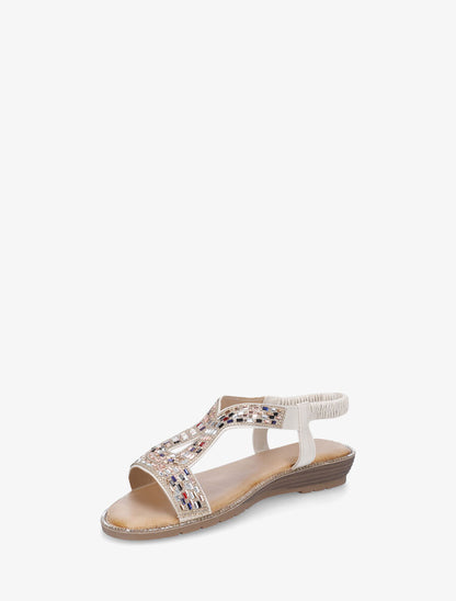 Nu-pieds en simili à strass - Beige - 3