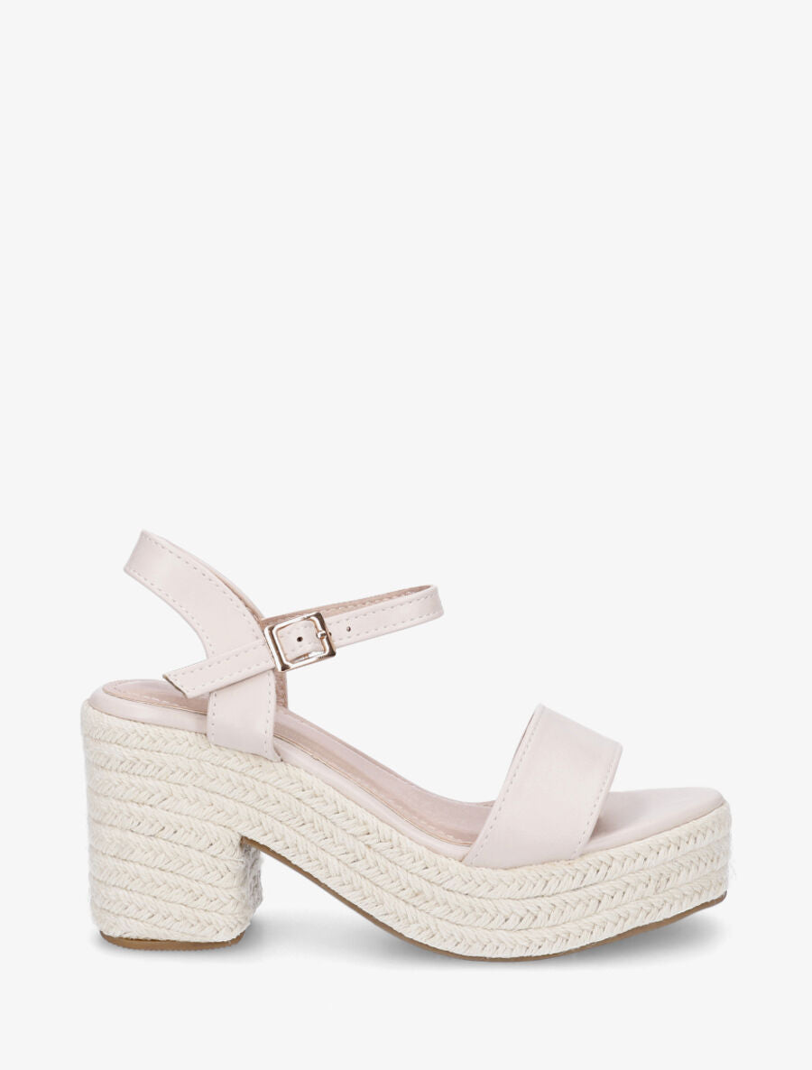 Sandales à talon en raphia - Beige - 5