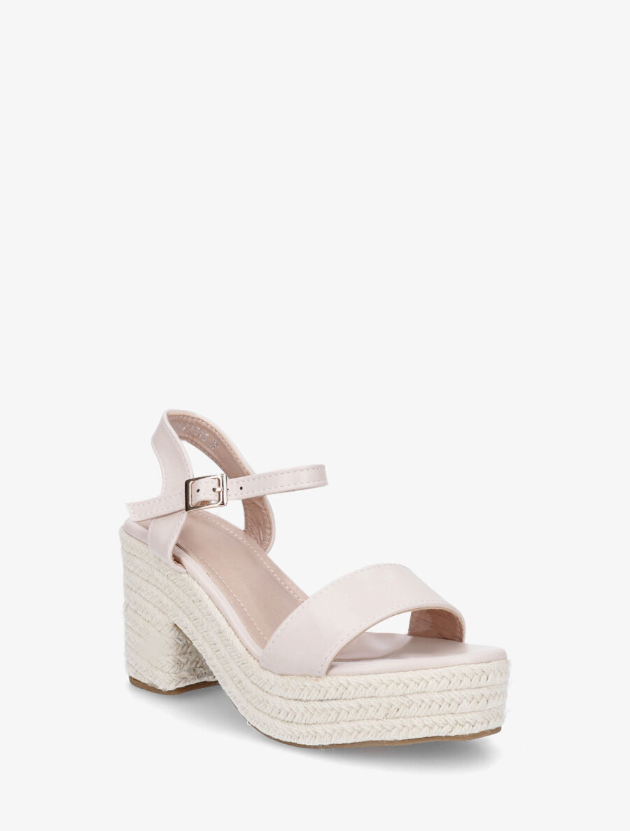 Sandales à talon en raphia - Beige - 2