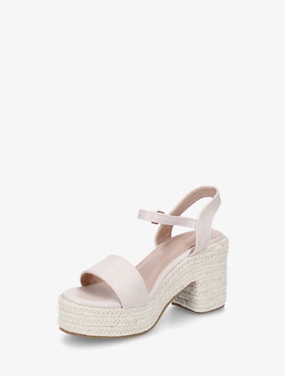 Sandales à talon en raphia - Beige - 3