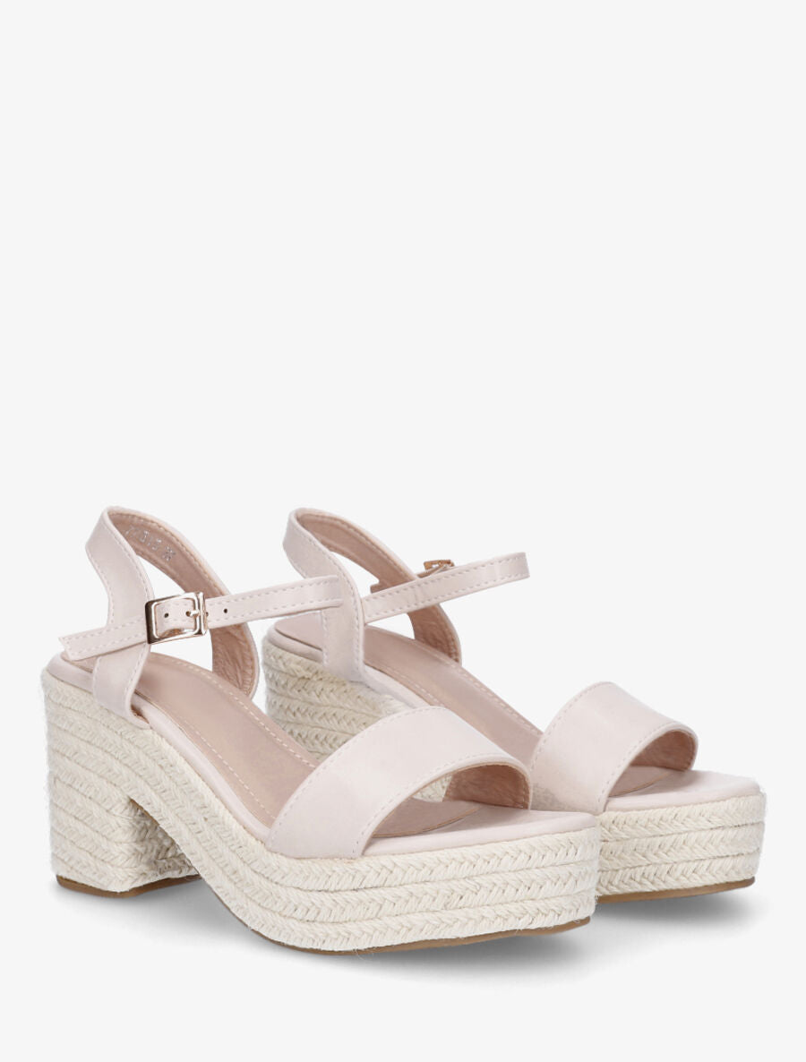Sandales à talon en raphia - Beige - 4
