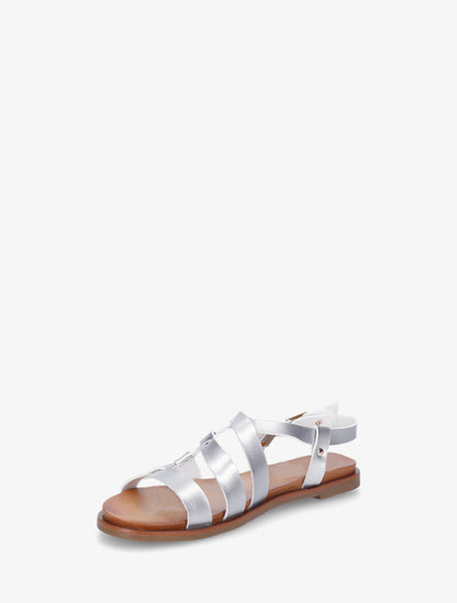 Nu-pieds en simili à bride courbée - Argent - 3