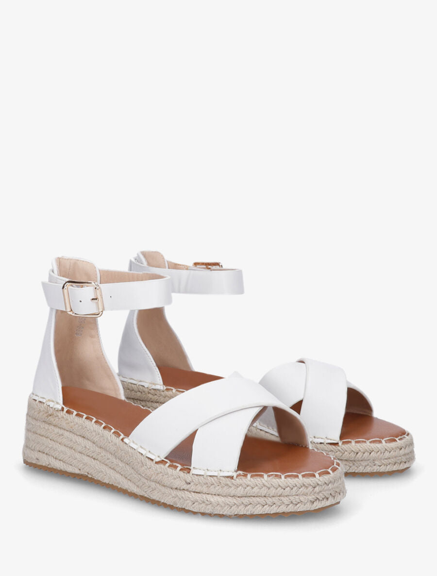 Sandales croisées style espadrille - Blanc - 4