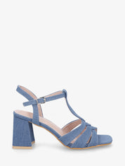 Sandales torsadées à talon carré - Bleu denim - 1