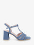 Sandales torsadées à talon carré - Bleu denim - 1