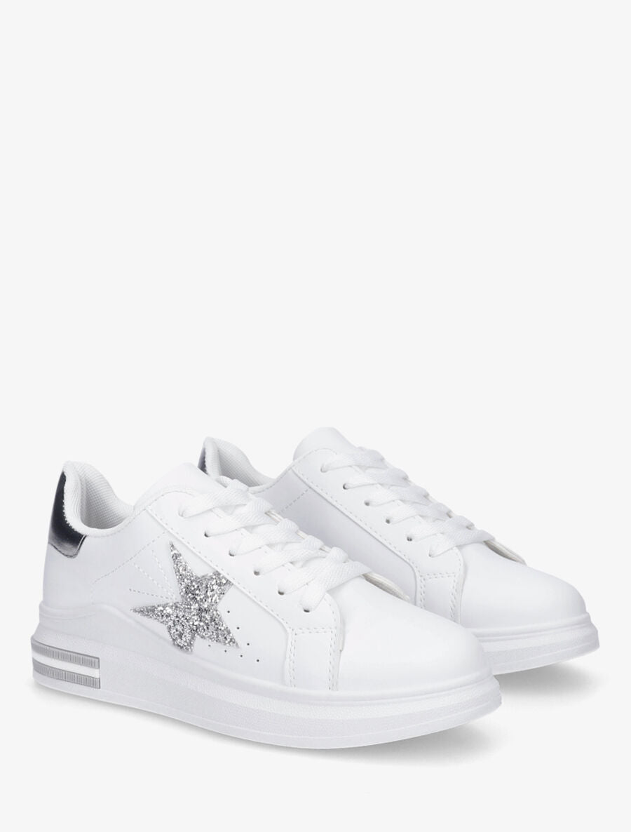 Baskets en simili étoile et paillettes - Blanc - 4