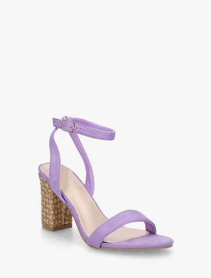 Sandales à talon bi-matière - Lilas - 2