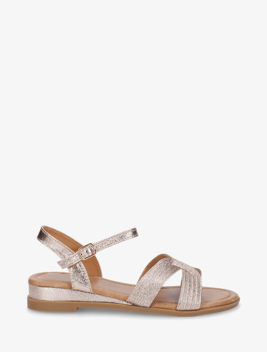 Nu-pieds striés en simili - Rose gold - 5