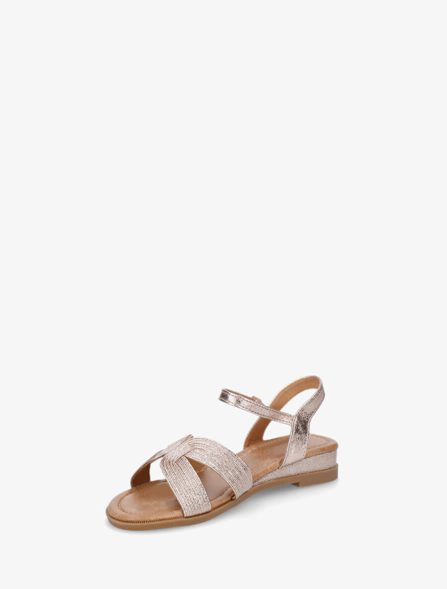 Nu-pieds striés en simili - Rose gold - 3