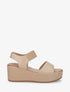 Sandales compensées en simili texturé - Beige foncé - 1