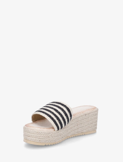 Mules compensées en raphia tressé - Noir - 3