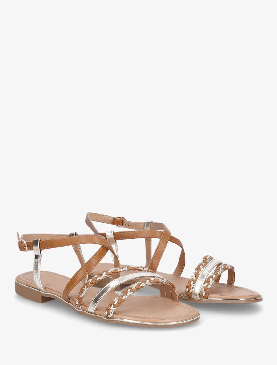 Nu-pieds multibrides tressées - Camel - 4